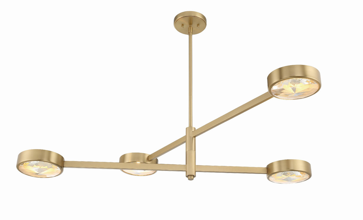 Crystorama Orson 4 Light Modern Gold Linear Chandelier