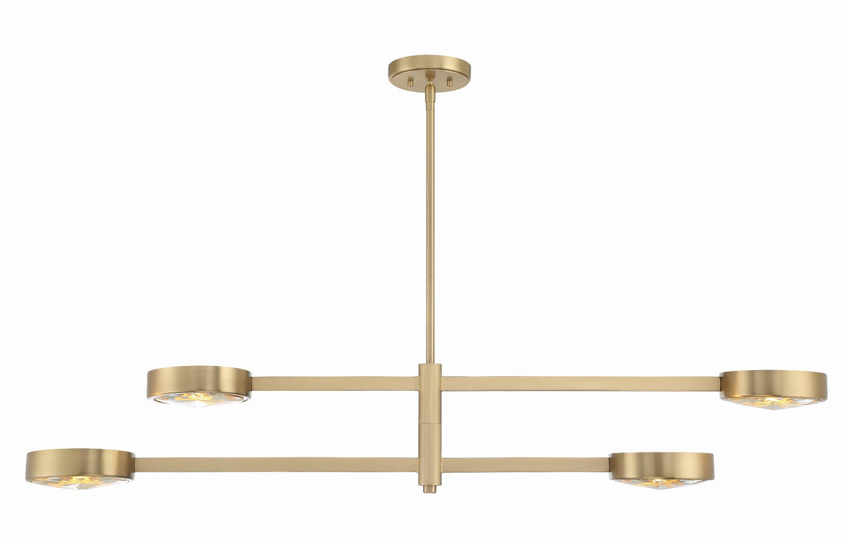 Crystorama Orson 4 Light Modern Gold Linear Chandelier