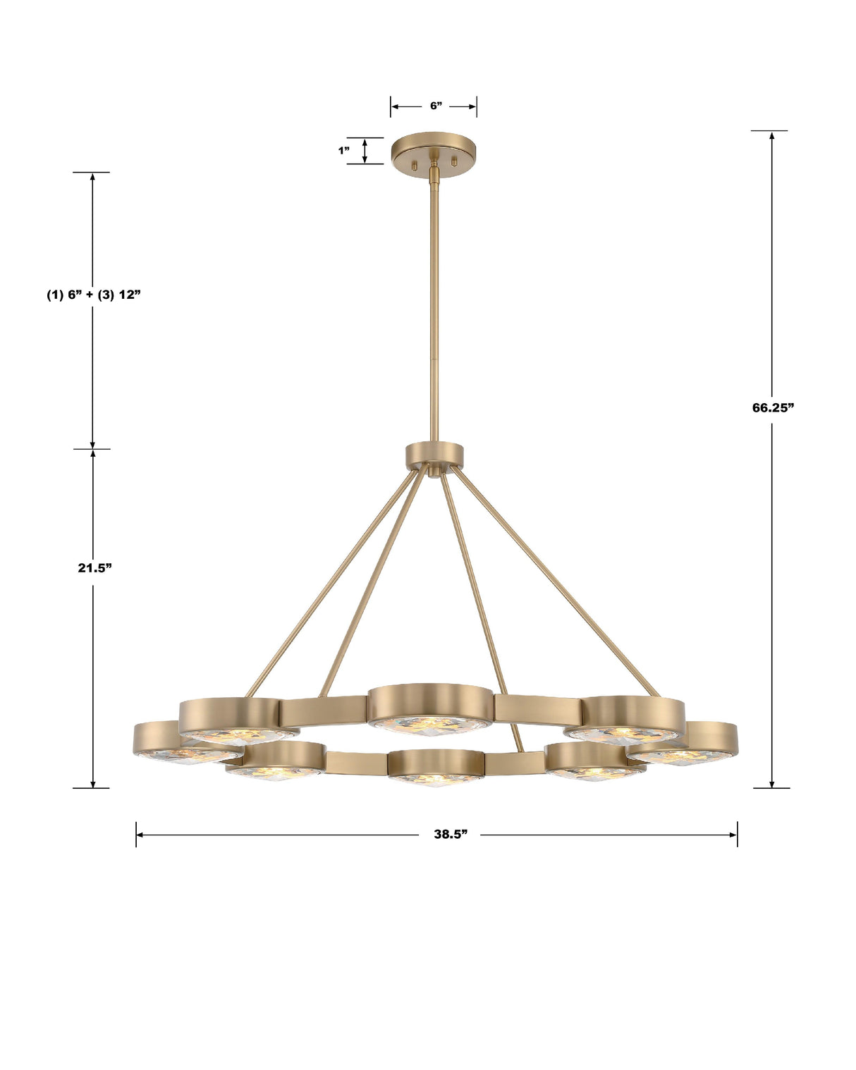 Crystorama Orson 8 Light Modern Gold Chandelier