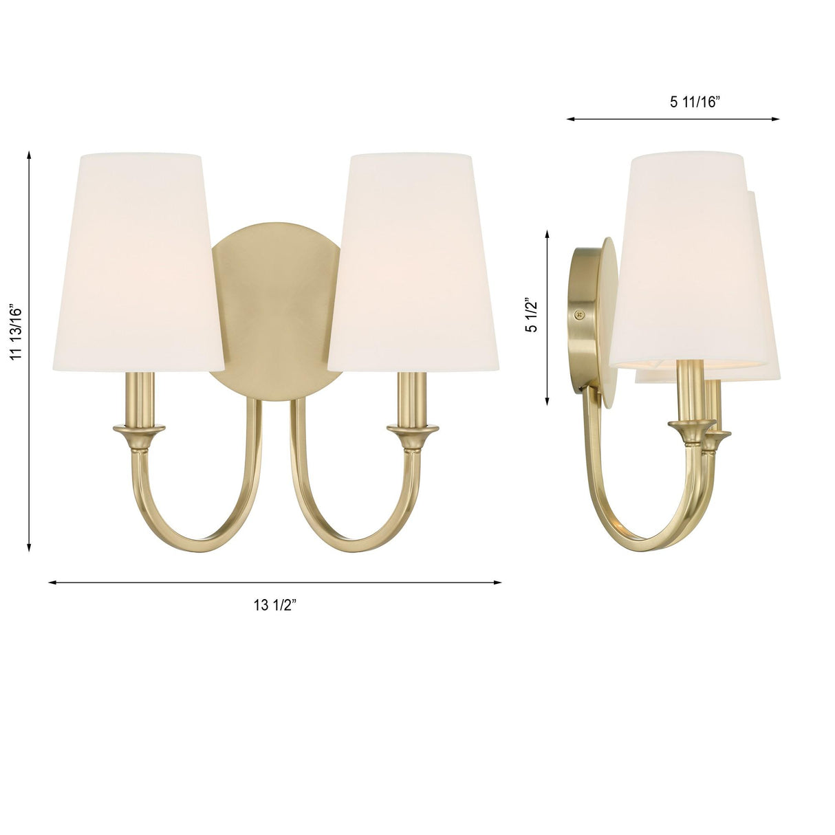 Crystorama Payton 2 Light Vibrant Gold Sconce