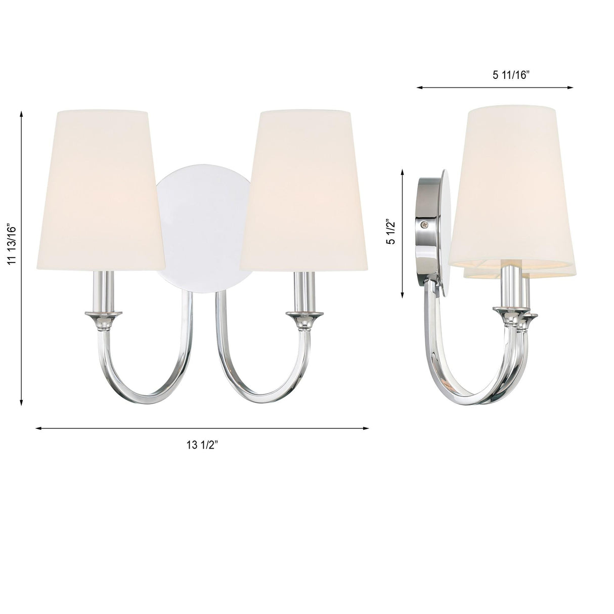 Crystorama Payton 2 Light Polished Chrome Sconce
