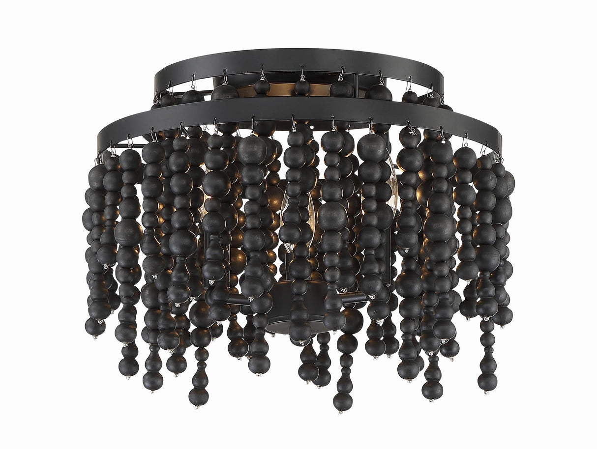 Crystorama Poppy 3 Light Matte Black Semi Flush Mount