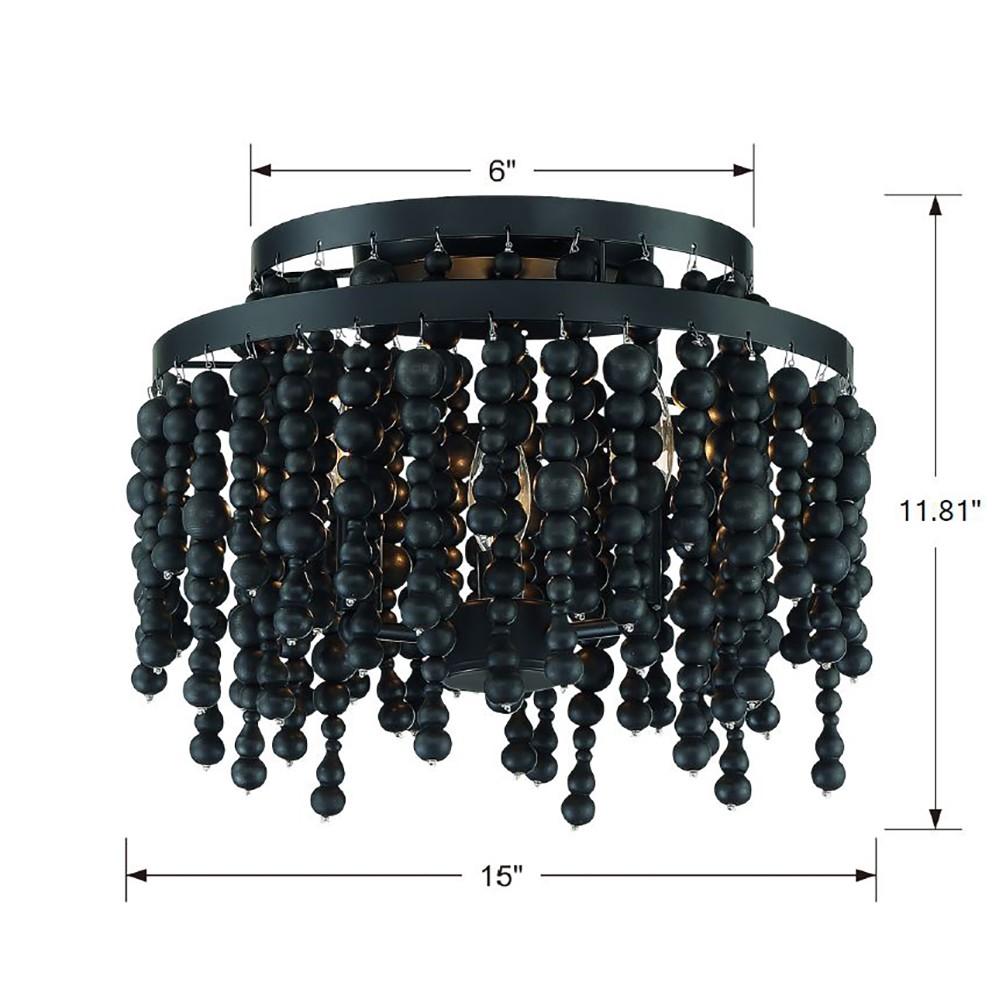 Crystorama Poppy 3 Light Matte Black Semi Flush Mount