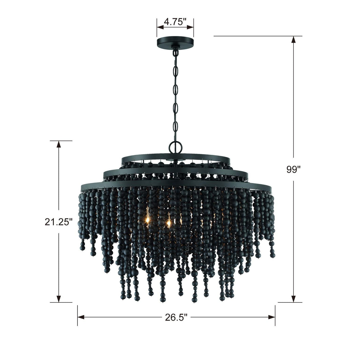 Crystorama Poppy 6 Light Matte Black Chandelier
