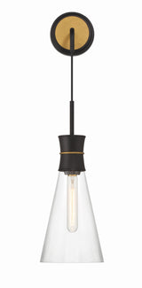 Crystorama Quinn 1 Light LED Matte Black + Textured Gold Sconce