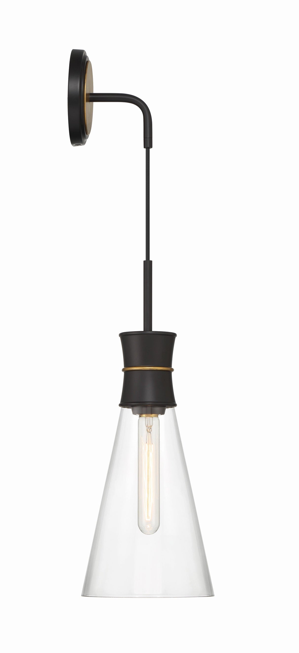 Crystorama Quinn 1 Light LED Matte Black + Textured Gold Sconce