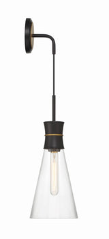 Crystorama Quinn 1 Light LED Matte Black + Textured Gold Sconce
