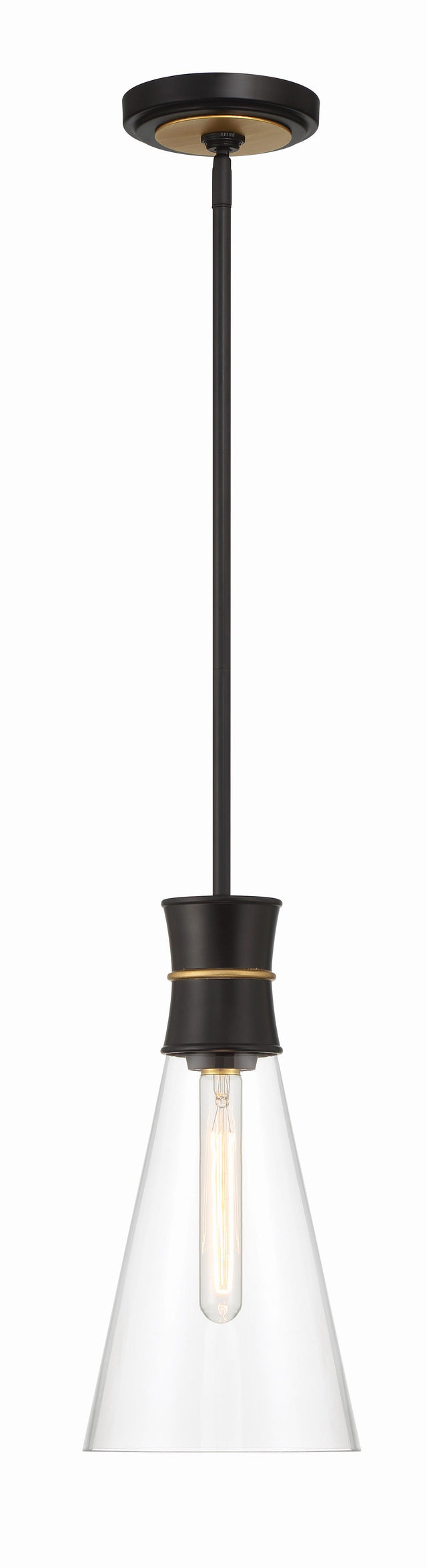 Crystorama Quinn 1 Light LED Matte Black + Textured Gold Mini Pendant