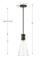 Crystorama Quinn 1 Light LED Matte Black + Textured Gold Mini Pendant