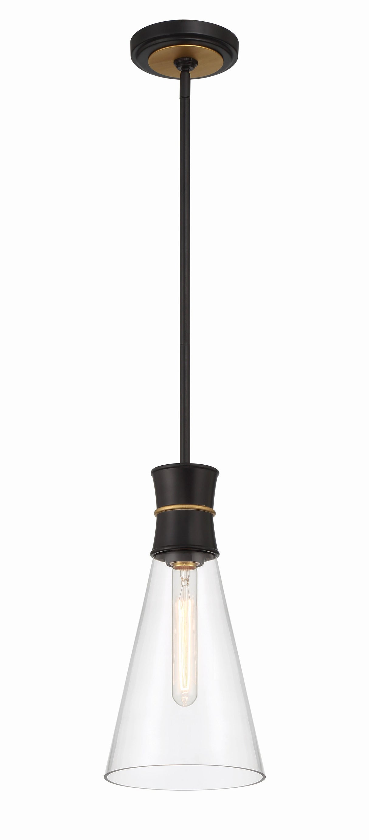 Crystorama Quinn 1 Light LED Matte Black + Textured Gold Mini Pendant