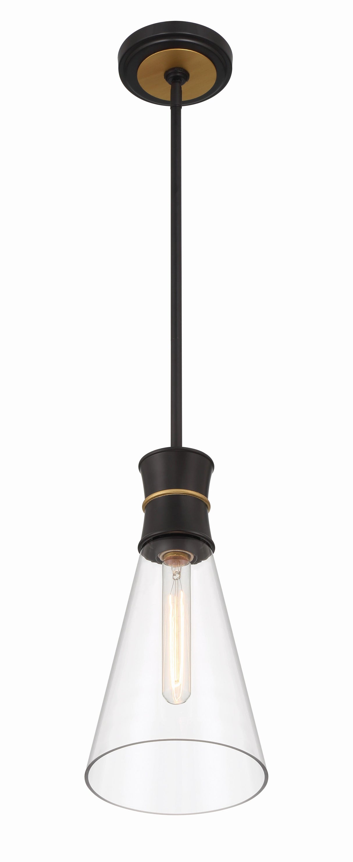 Crystorama Quinn 1 Light LED Matte Black + Textured Gold Mini Pendant