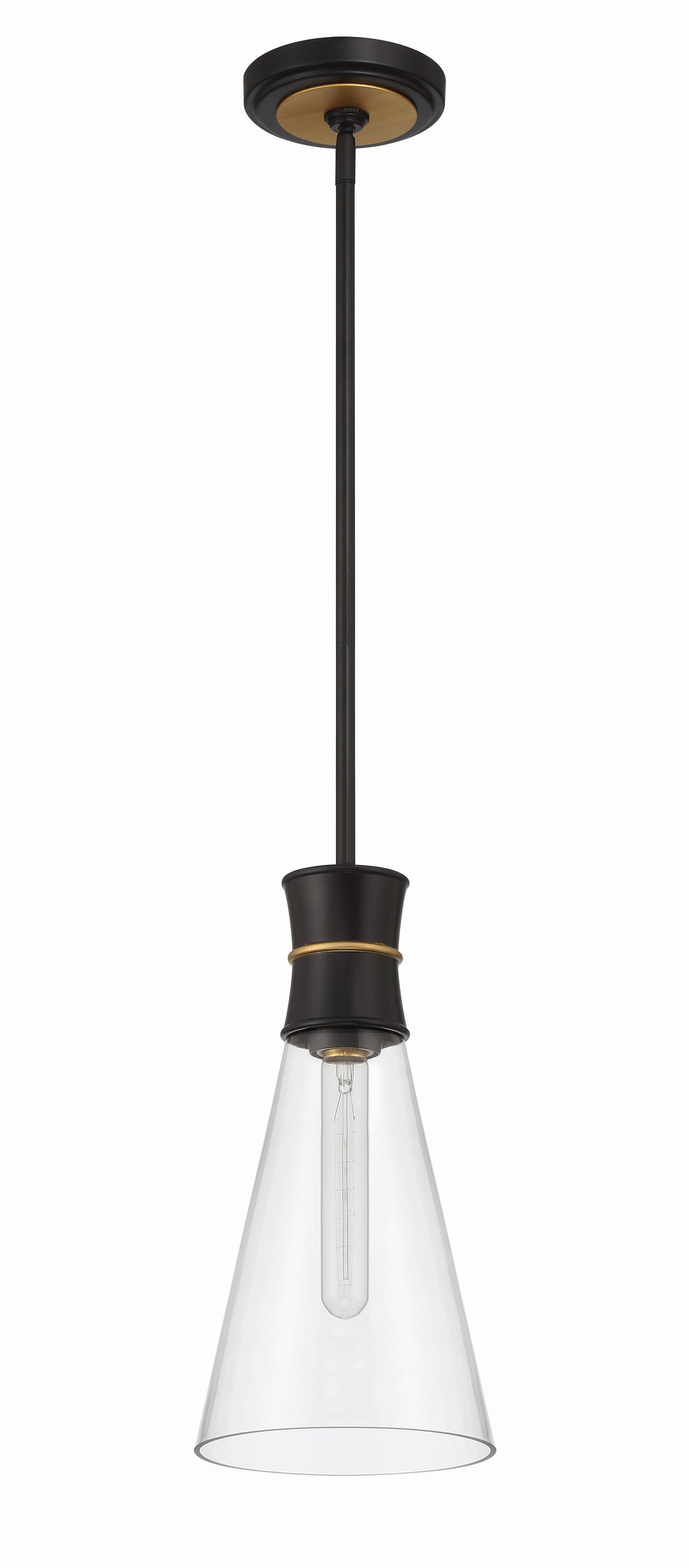 Crystorama Quinn 1 Light LED Matte Black + Textured Gold Mini Pendant