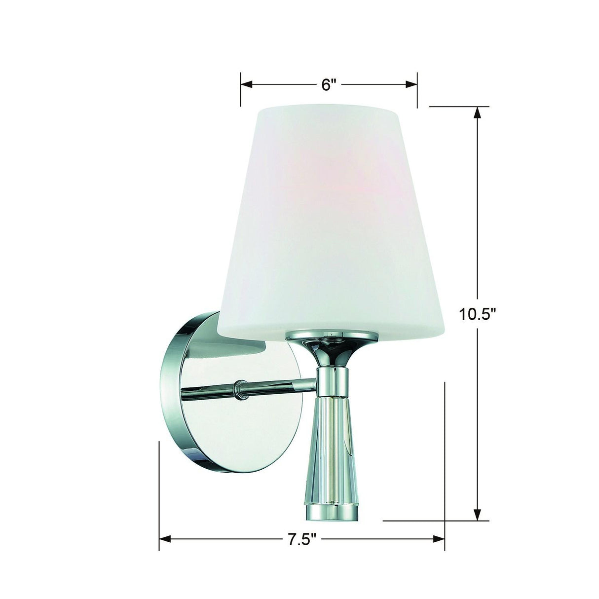 Crystorama Ramsey 1 Light Polished Nickel Sconce