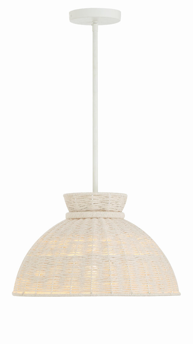 Crystorama Reese 1 Light Matte White Pendant