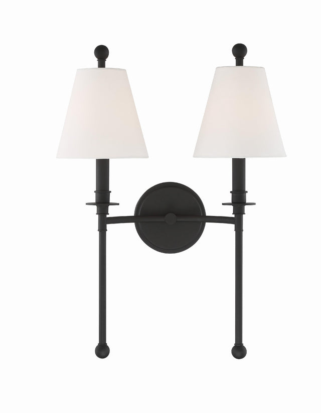 Crystorama Riverdale 2 Light Black Forged Sconce