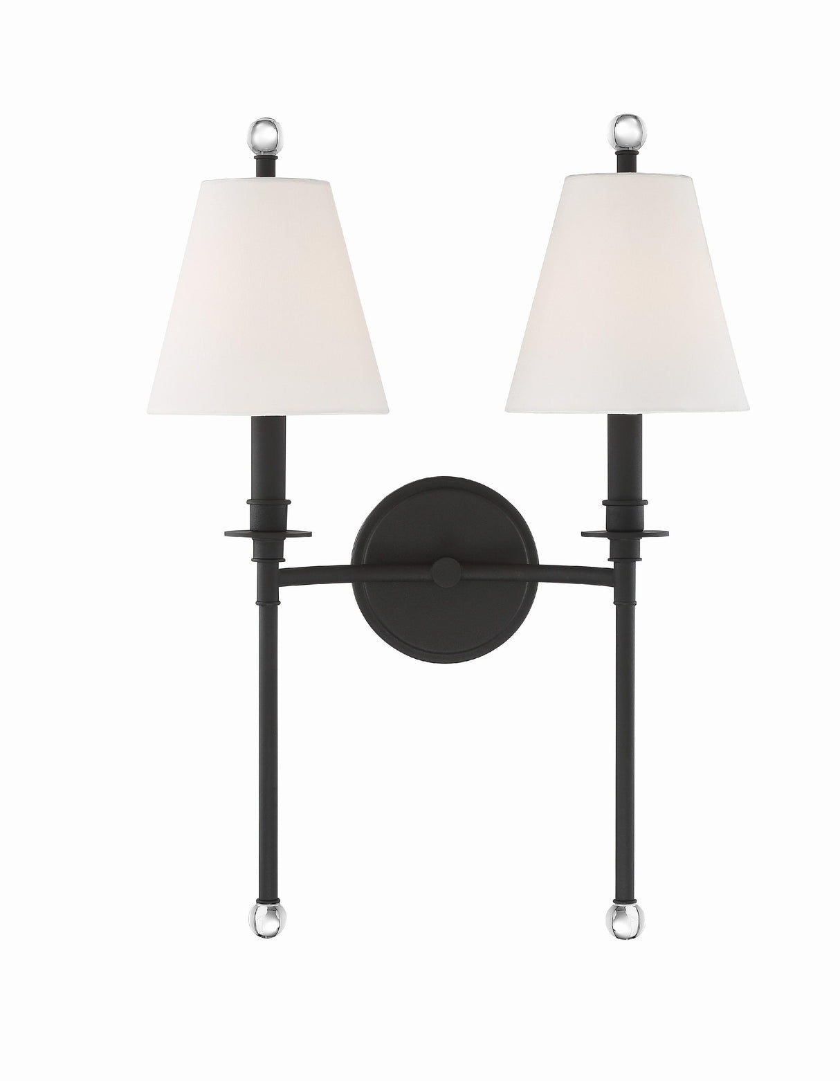 Crystorama Riverdale 2 Light Black Forged Sconce
