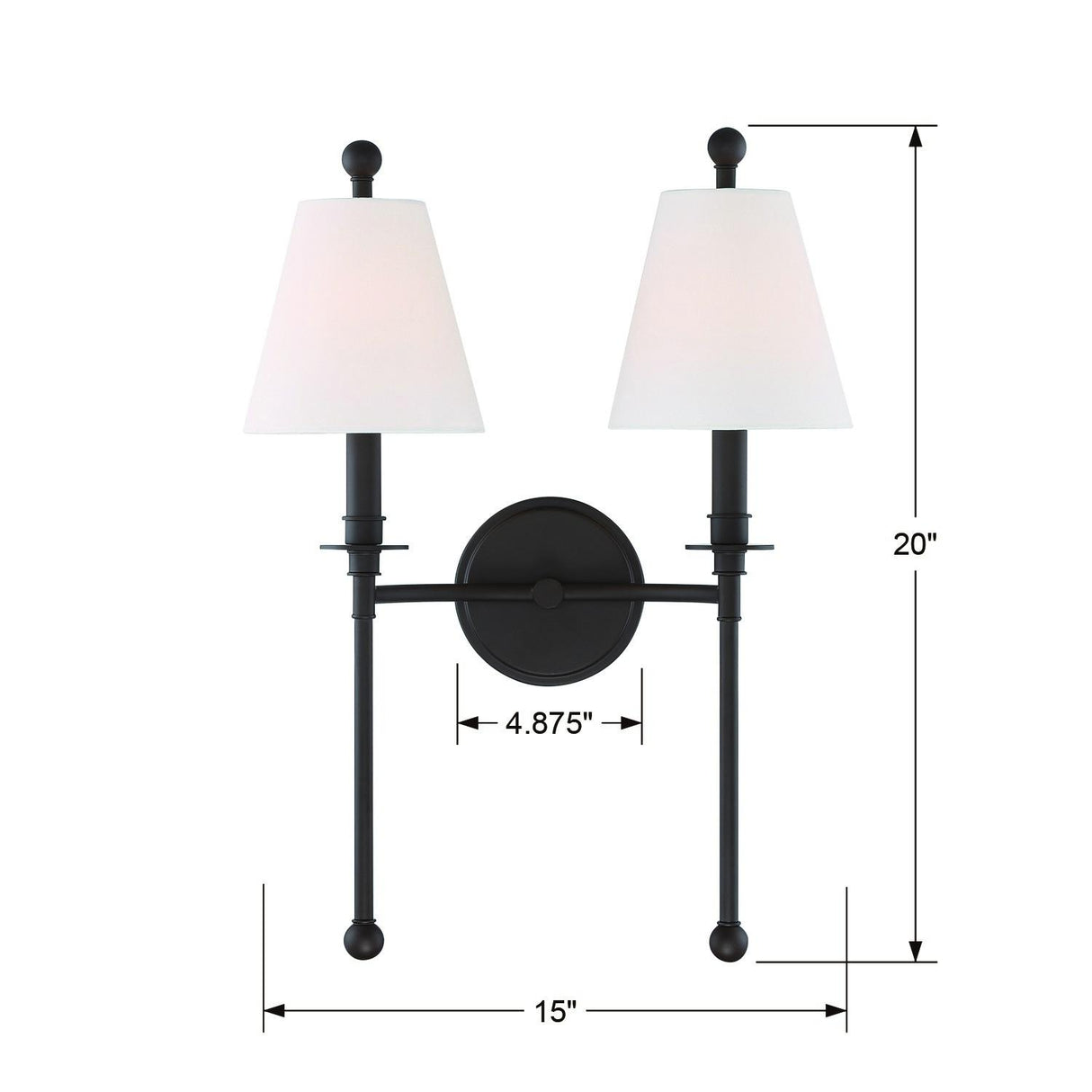 Crystorama Riverdale 2 Light Dark Bronze Sconce