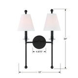 Crystorama Riverdale 2 Light Dark Bronze Sconce