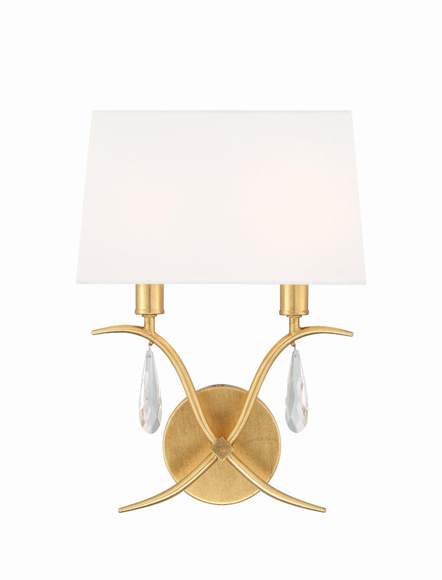 Crystorama Rollins 2 Light Antique Gold Sconce