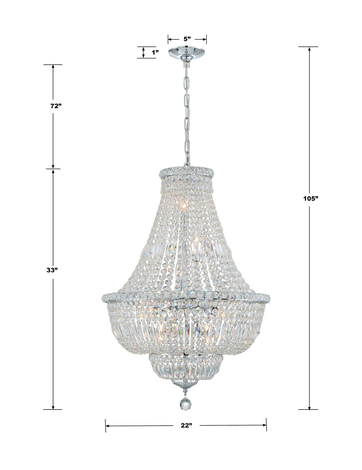 Crystorama Roslyn 9 Light Polished Chrome Chandelier