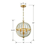 Crystorama Roxy 3 Light Antique Gold Mini Chandelier