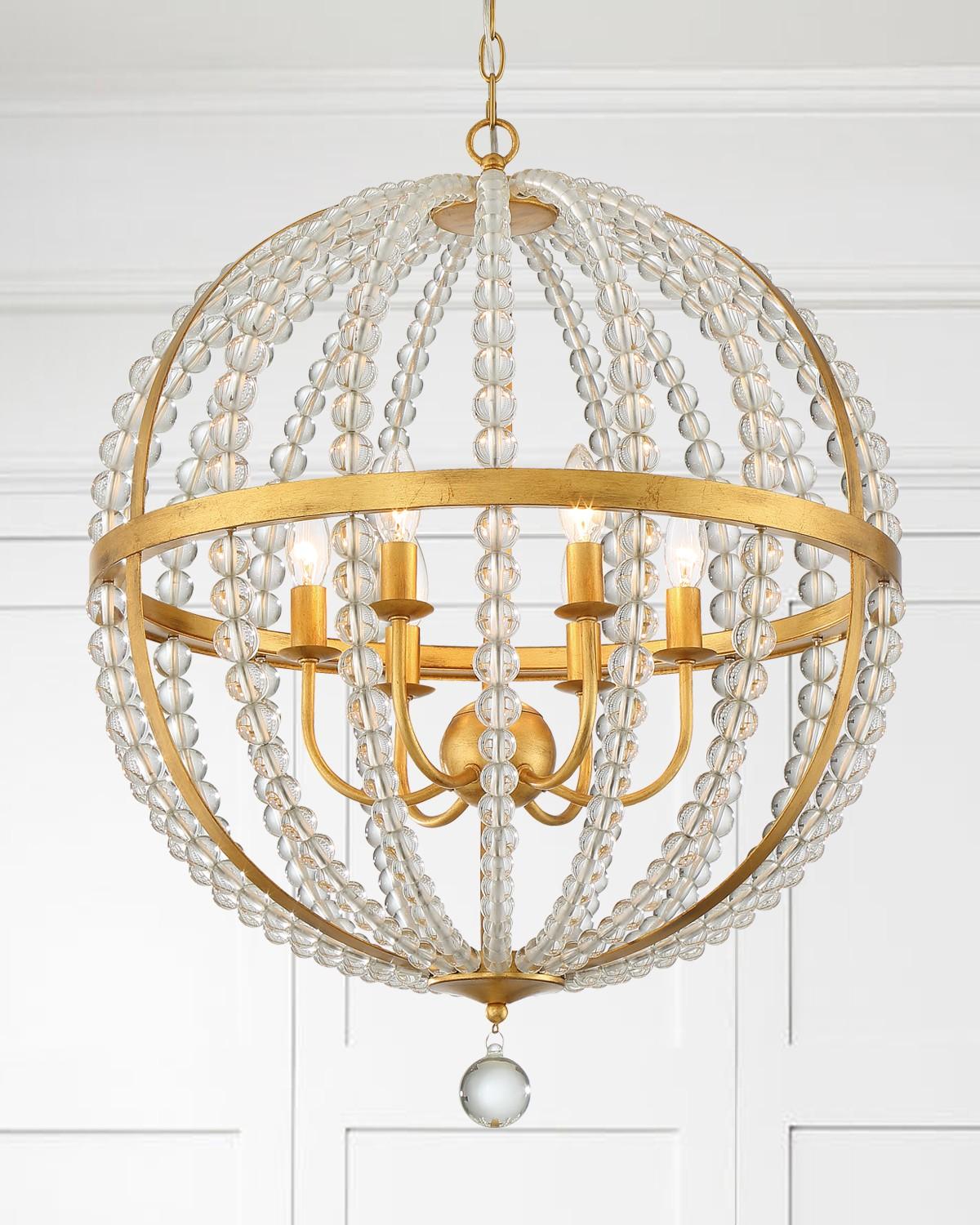 Crystorama Roxy 6 Light Antique Gold Chandelier