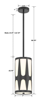 Crystorama Royston 1 Light Black Mini Pendant
