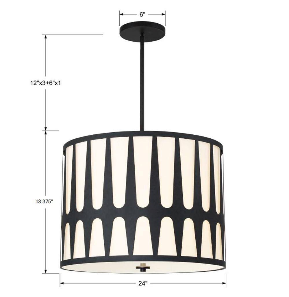 Crystorama Royston 5 Light Black Pendant