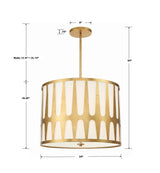 Crystorama Royston 5 Light Antique Gold Pendant