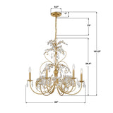 Crystorama Sadie 6 Light Antique Gold Chandelier