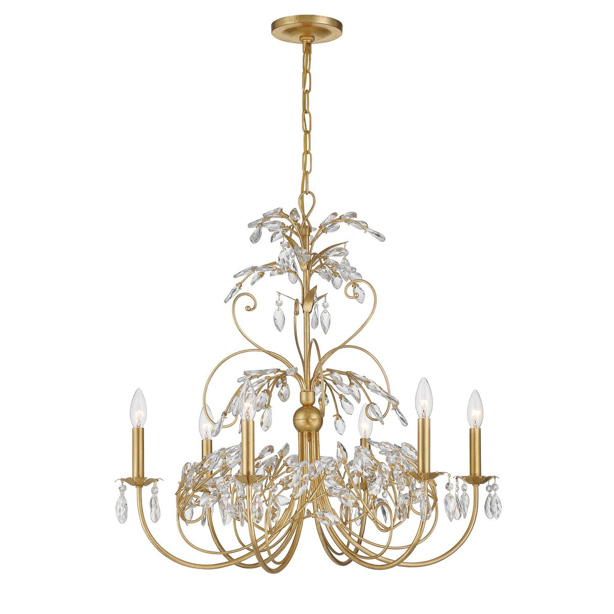 Crystorama Sadie 6 Light Antique Gold Chandelier