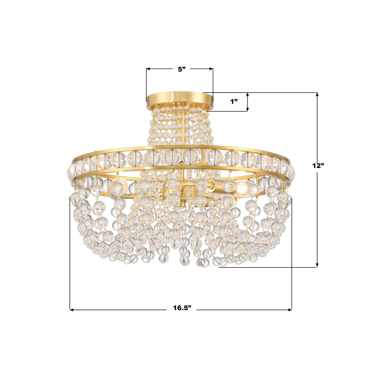 Crystorama Seville 3 Light Aged Brass Semi Flush Mount