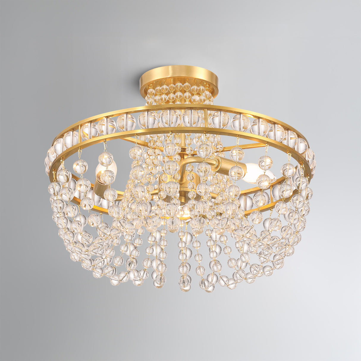 Crystorama Seville 3 Light Aged Brass Semi Flush Mount