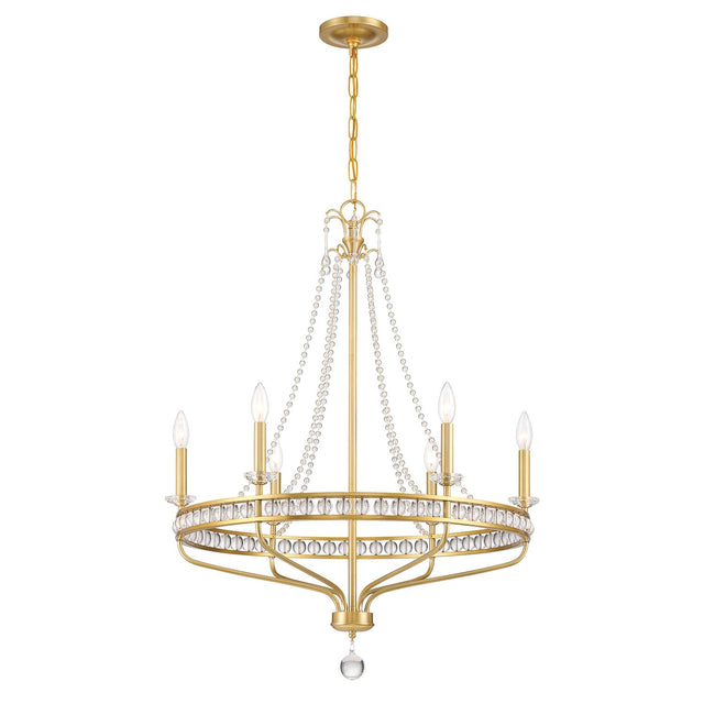 Crystorama Seville 6 Light Aged Brass Chandelier