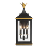 Crystorama Simpson 3 Light Matte Black + Textured Gold Outdoor Sconce