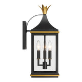 Crystorama Simpson 3 Light Matte Black + Textured Gold Outdoor Sconce