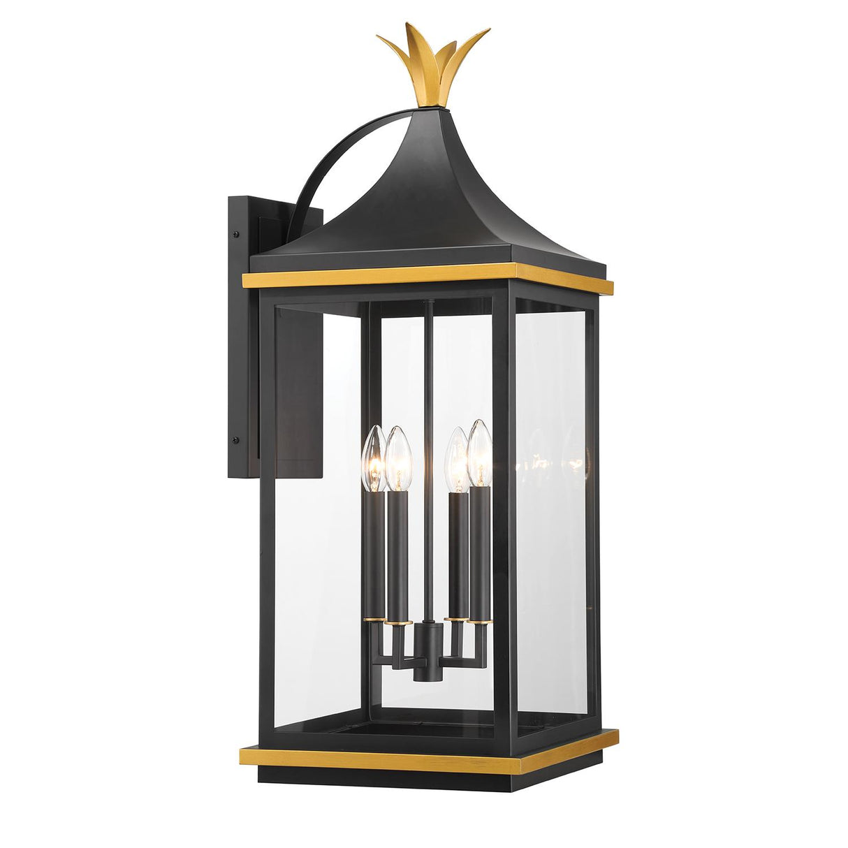Crystorama Simpson 4 Light Matte Black + Textured Gold Outdoor Sconce