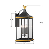 Crystorama Simpson 4 Light Matte Black + Textured Gold Outdoor Sconce