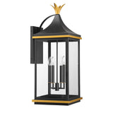 Crystorama Simpson 4 Light Matte Black + Textured Gold Outdoor Sconce