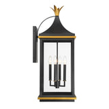 Crystorama Simpson 4 Light Matte Black + Textured Gold Outdoor Sconce