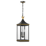 Crystorama Simpson 3 Light Matte Black + Textured Gold Outdoor Pendant