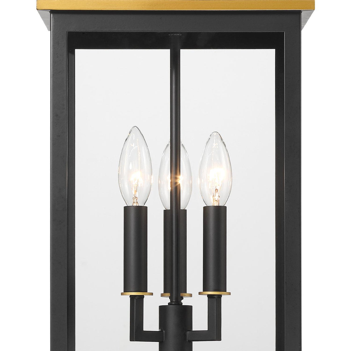 Crystorama Simpson 3 Light Matte Black + Textured Gold Outdoor Pendant