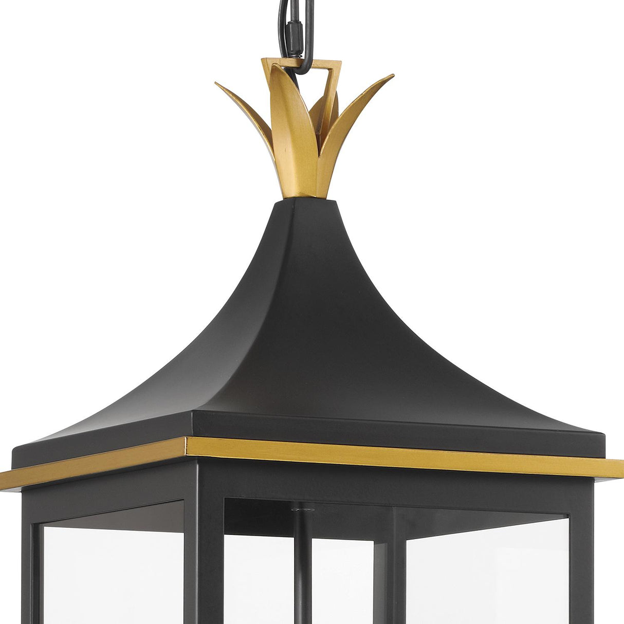 Crystorama Simpson 3 Light Matte Black + Textured Gold Outdoor Pendant