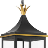 Crystorama Simpson 3 Light Matte Black + Textured Gold Outdoor Pendant