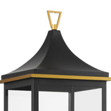 Crystorama Simpson 3 Light Matte Black + Textured Gold Outdoor Post