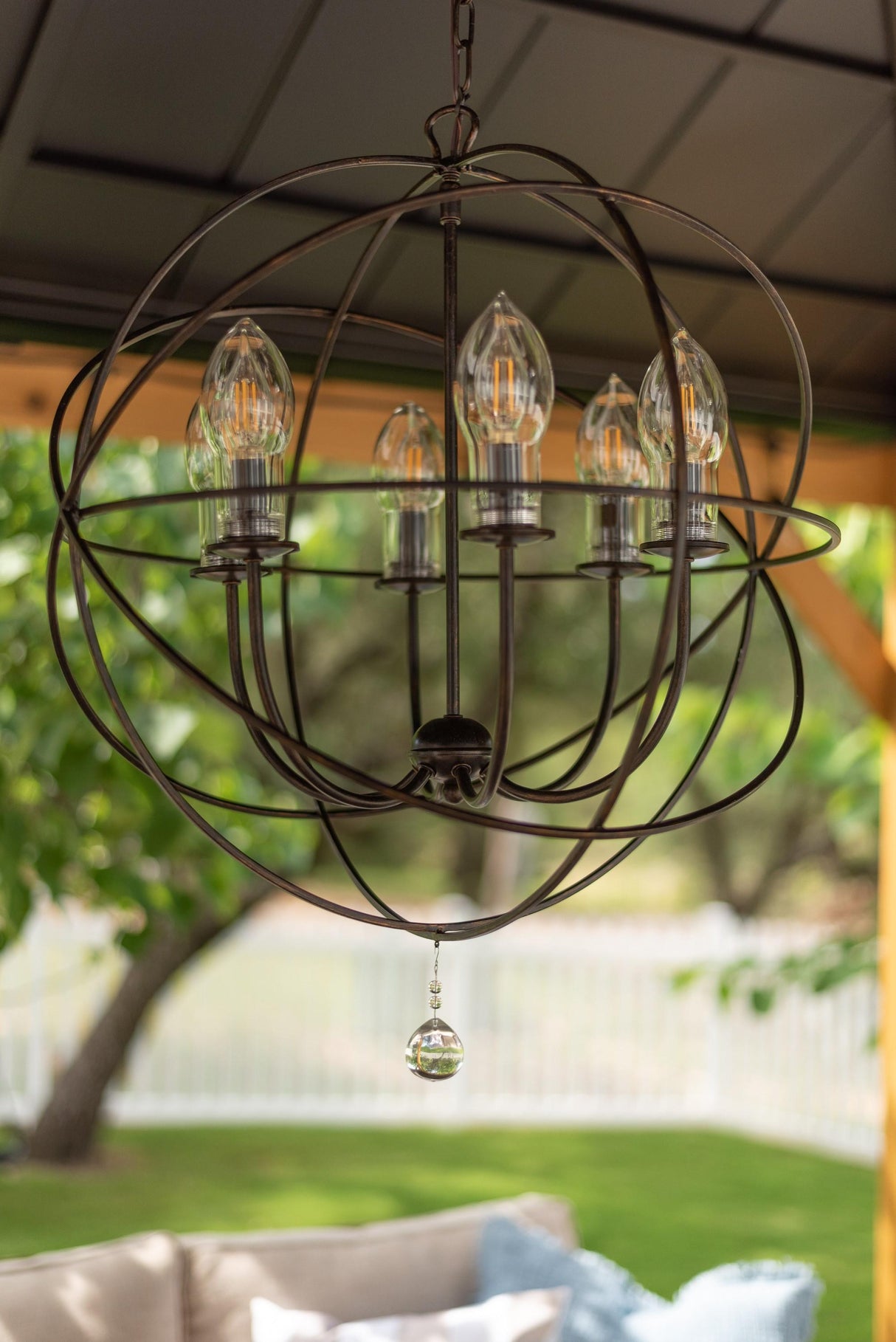 Crystorama Solaris 6 Light English Bronze Sphere Outdoor Chandelier