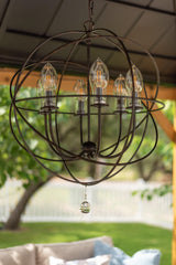 Crystorama Solaris 6 Light English Bronze Sphere Outdoor Chandelier
