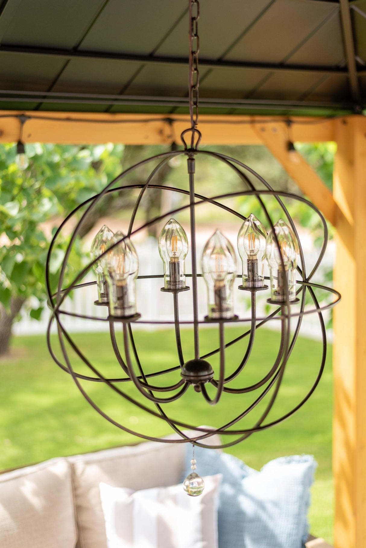 Crystorama Solaris 6 Light English Bronze Sphere Outdoor Chandelier