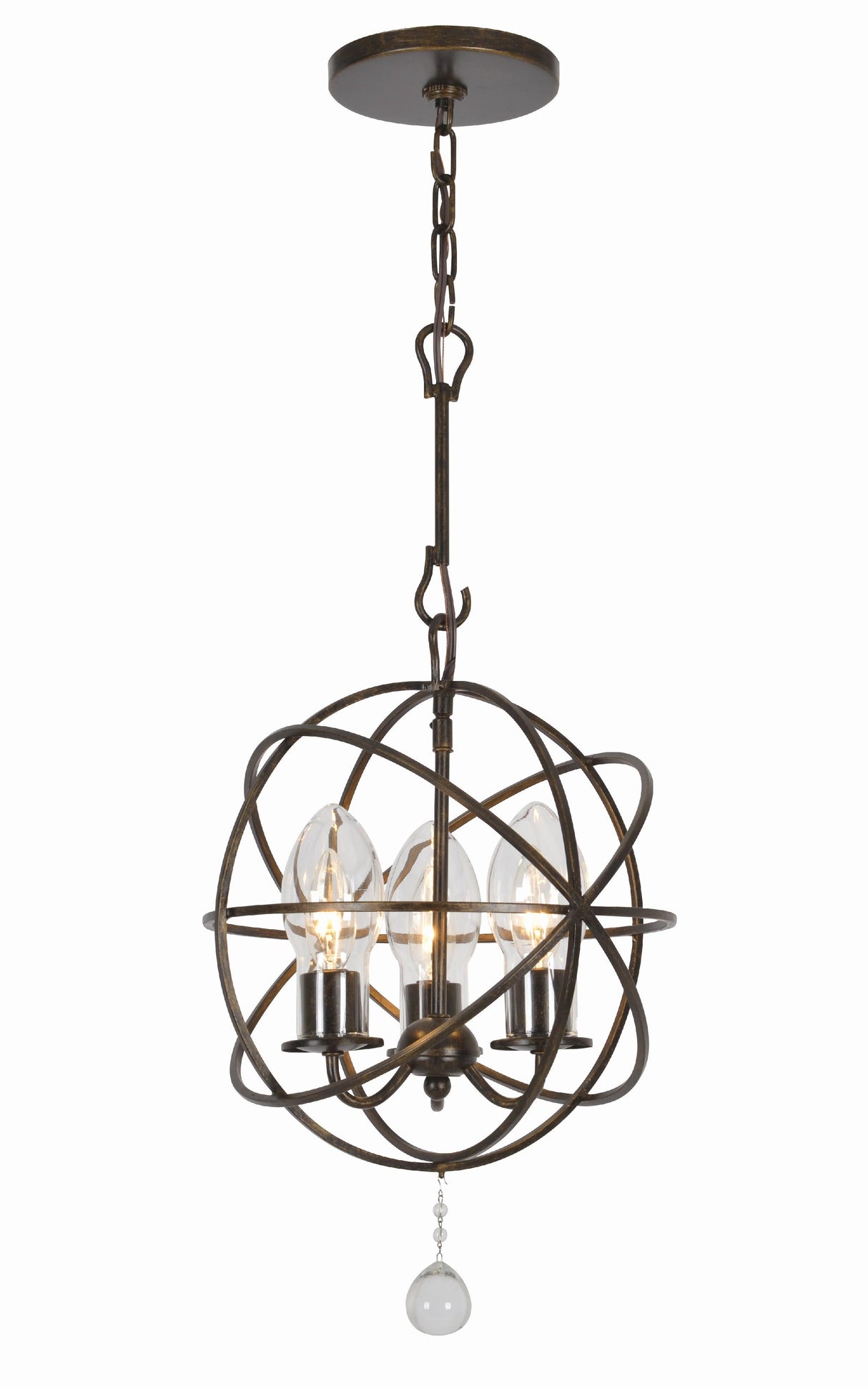 Crystorama Solaris 3 Light English Bronze Sphere Outdoor Chandelier