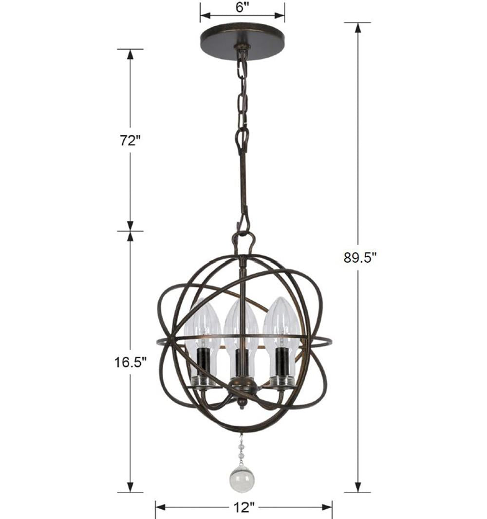Crystorama Solaris 3 Light English Bronze Sphere Outdoor Chandelier